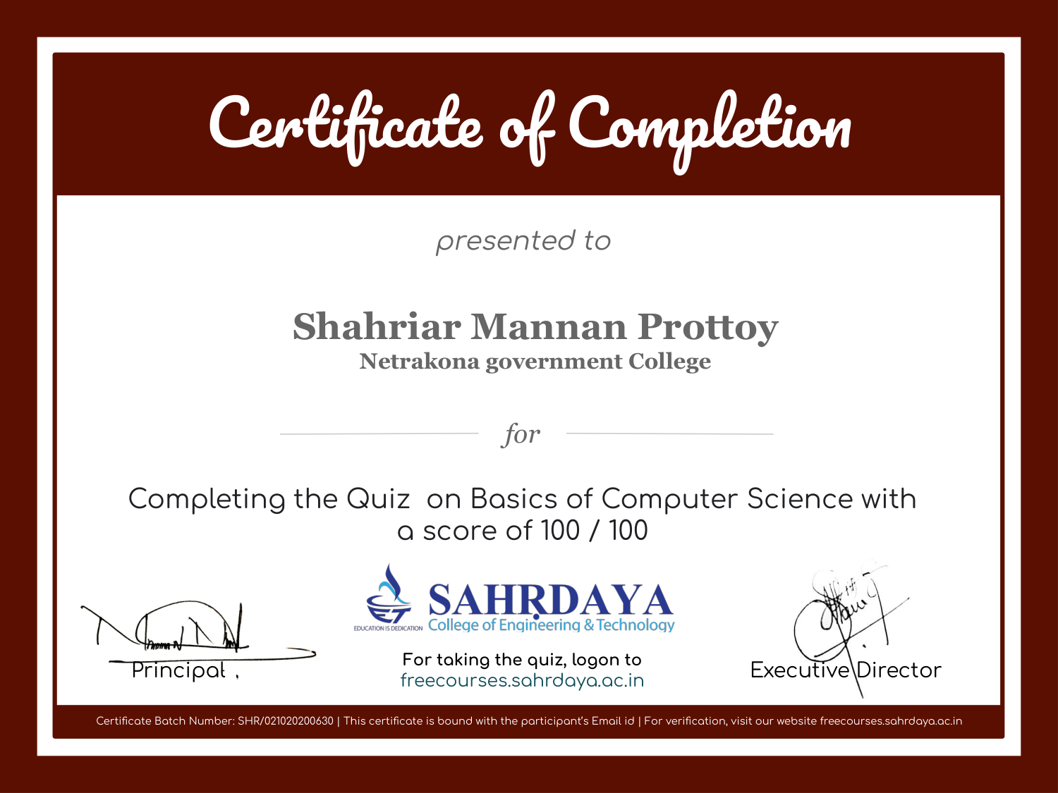 Basic Computer Science Certificate