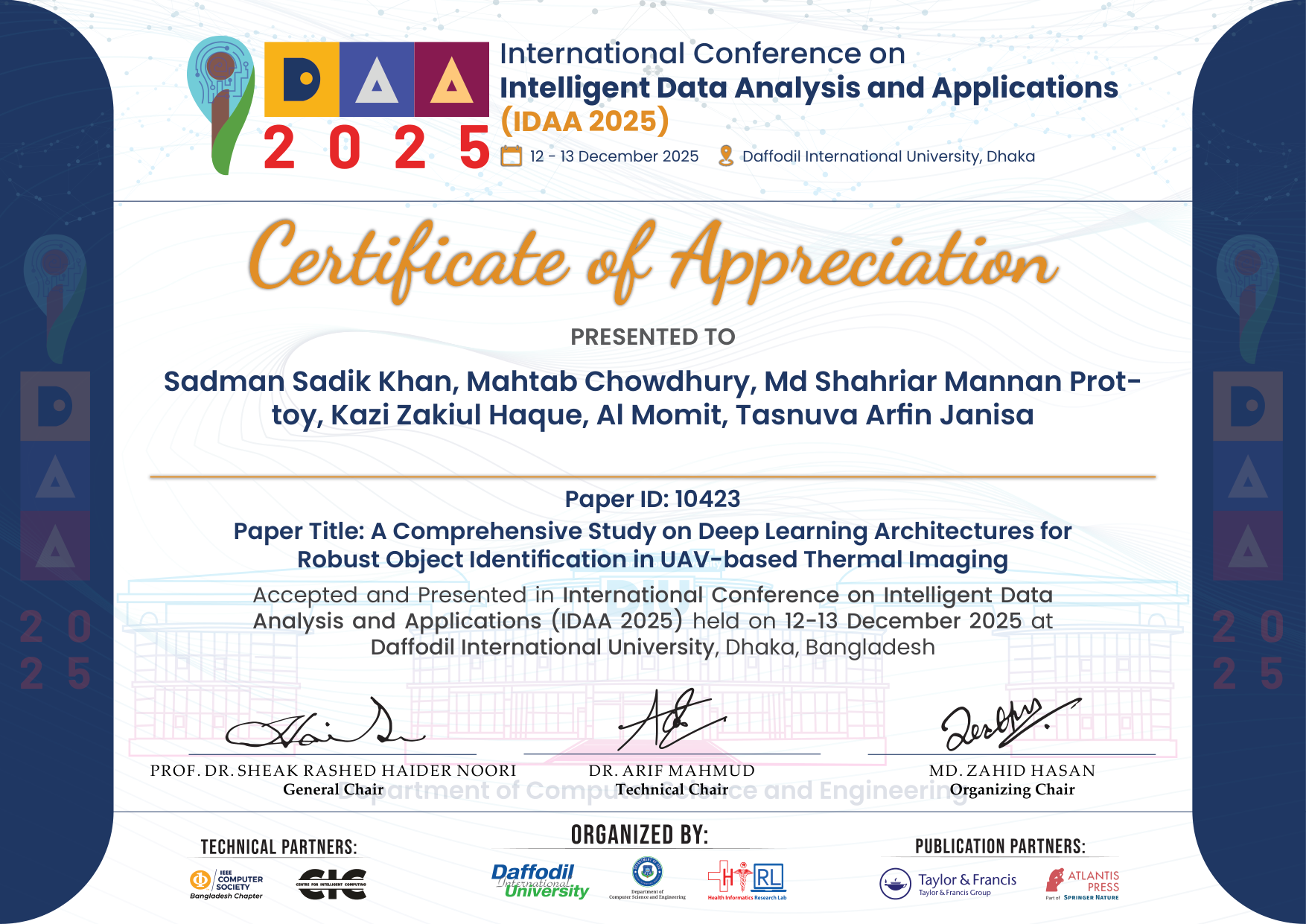 IDAA Tea Disease Paper Certificate