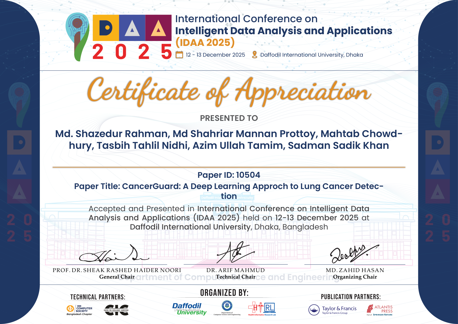 IDAA Lung Cancer Paper Certificate