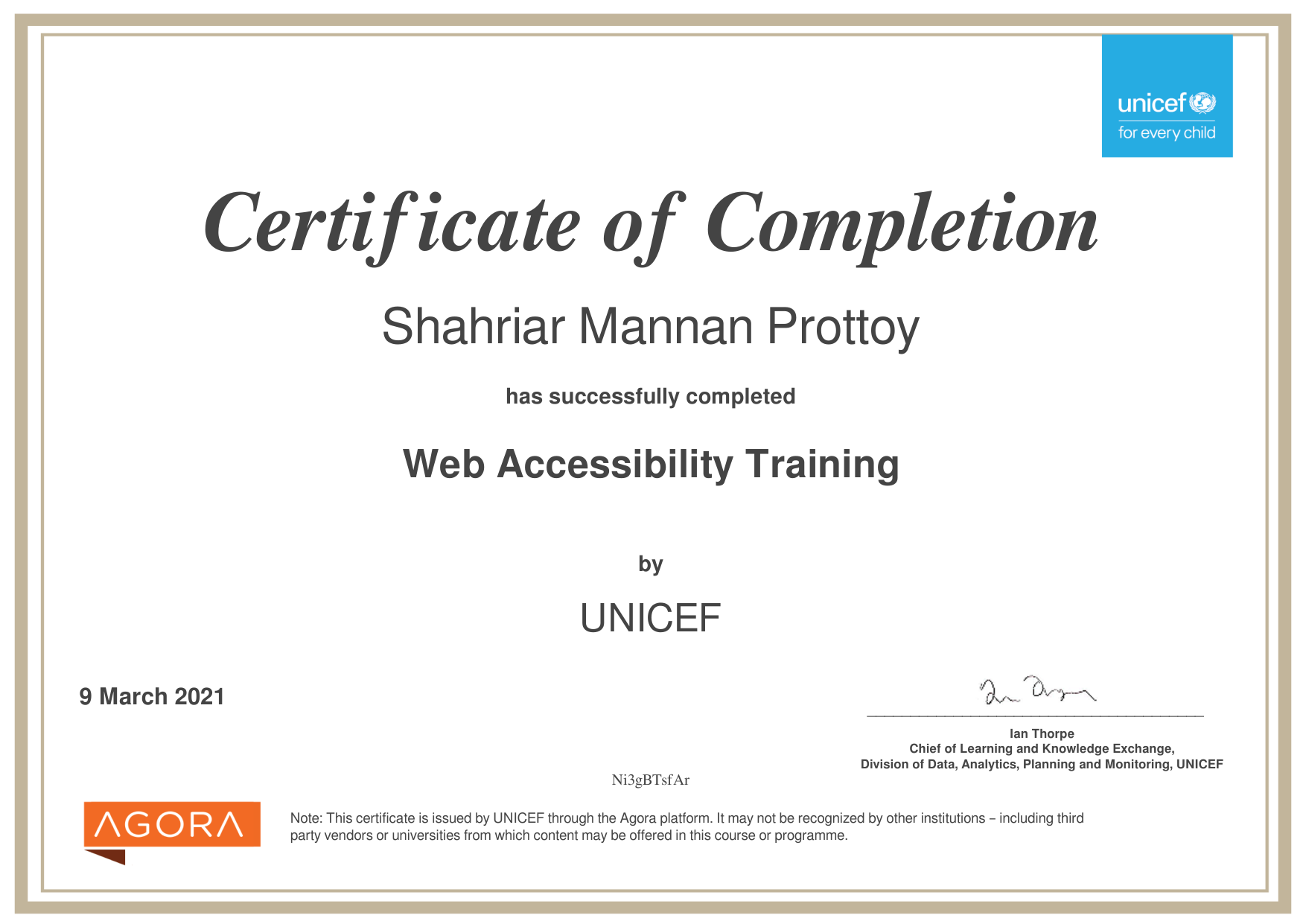Web Accessibility Training Certificate